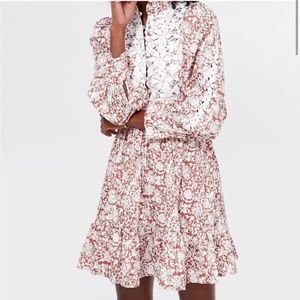 NWOT O.P.T. Orange Floral Cotton Emory Dress